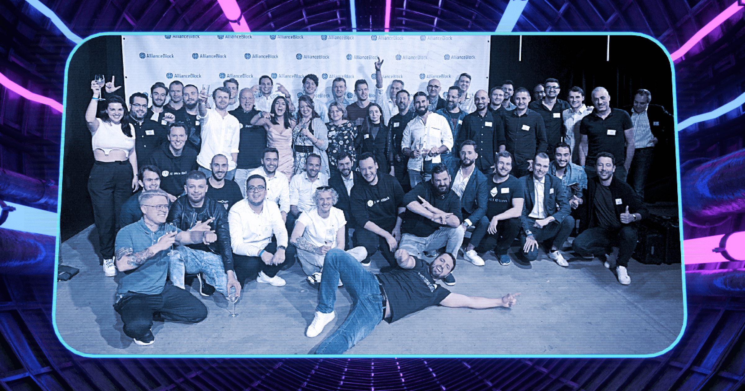 AllianceBlock team photo at the #WenZug event in Zug, Switzerland to celebrate the opening of our CryptoValley HQ.