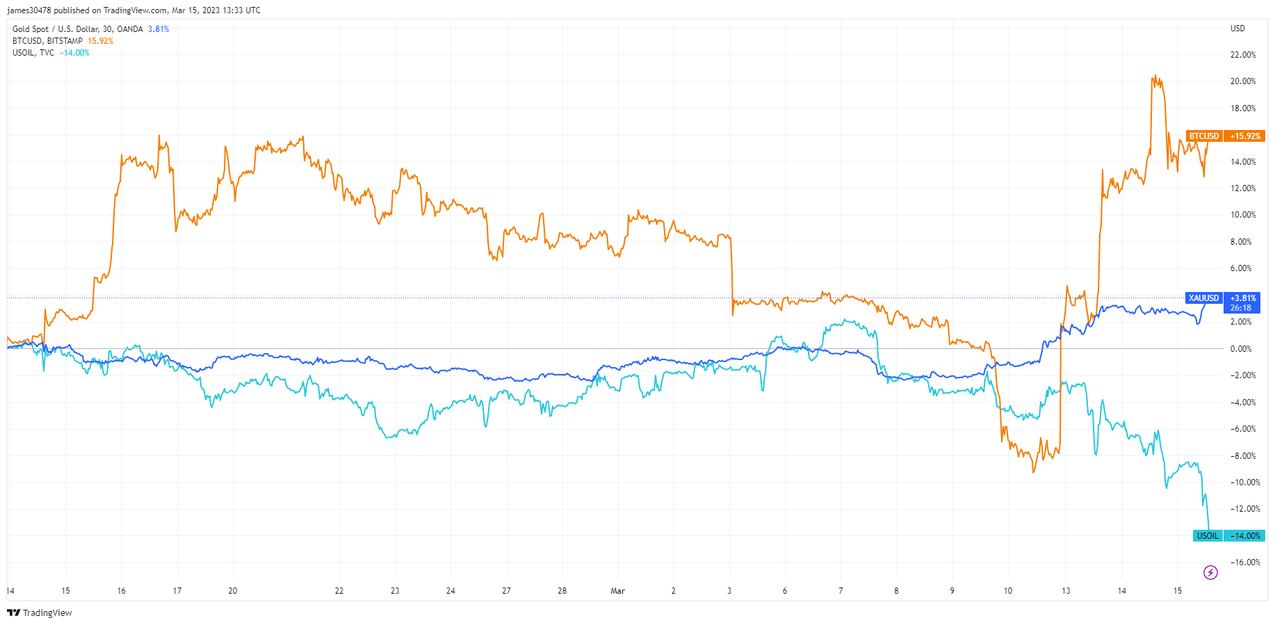 Gold, Oil, Bitcoin: (Source: Trading View)